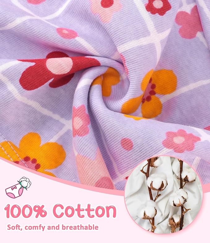 Girls and Toddlers 100% Cotton Underwear Tagless Soft Panties Size 2-3T,4-5T,6,8,10,12 (6-Pack)