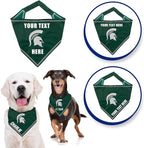 NCAA Michigan State Spartans Personalized Tie Bandana for Dogs & Cats, Size Large/X-Large. Custom Cat Dog Bandana Bib for Pets. Ultimate Game-Day & Party Customizable Scarf