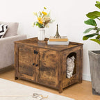 HOOBRO Litter Box Enclosure, Cat Litter Box Furniture with Removable Divider, Large Hidden Litter Box Furniture, Wooden Cat House, End Side Table, 31" L x 17.5" W x 19.7" H Rustic Brown BF03MW01G2
