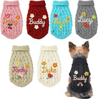 Personalized Dog Winter Sweater with Hand Embroidered Name Custom Pullover Winter Clothes for Dogs Cats Soft Pet Clothes for Small Medium Large Dog Christmas Birthday Gifts for Pet Lover