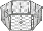 MyPet Petyard: 5.5 Ft. Wide Customizable Folding Dog Playpen Indoor/Outdoor. Made in USA. 6-Panel Puppy Playpen. Freestanding Play Pen Dog Gate 26" Tall, Fieldstone