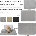 HCY&WLD Cat Litter Mat, 45x26/35x24/30x22/24x18 Inch Double Layer Cat Litter Box Mat, EVA Non-Slip, Waterproof Urine Proof Cat Litter Catcher Mat, Easy Clean Scatter Control (30x22 Inch, Black)