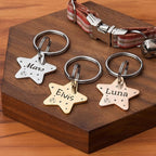 Anavia Small Size Dog Cat ID Tags, Small/XS Personalized Color Plated Stainless Steel Puppy Kitten Name Tags, Customized Engraved Nameplate Pet Collar Tag (Rainbow, Star)
