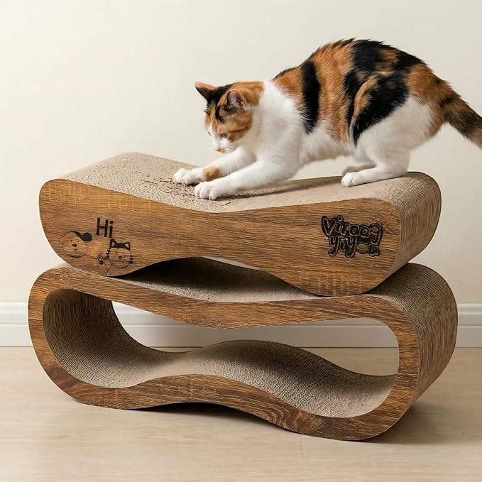 Cat Scratcher, 2 in 1 Cat Scratching Board, Cat Cardboard, Scratch Lounger for Cats as Beds & Furniture, Large, 27.44 x 9.06 x 9.06 inch