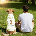 Custom Dog Hoodie, Personalized Sweatshirt with Photo Text Name Logo, Customized Hooded Sweater for Small Medium Large Dogs & Cats (Beige, XXXXX-Large)