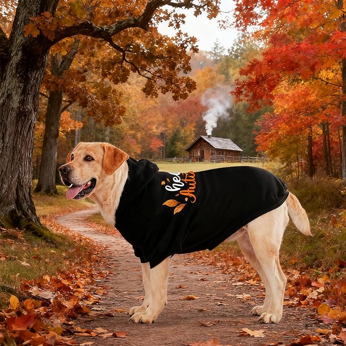 EXPAWLORER Fall Dog Hoodie-Soft and Warm Dog Sweaters, Pet Clothes Autumn Winter Coat Sweatshirt with Autumn Maple Leaf Theme Print for Puppy,Cat, Small Medium Large Dogs