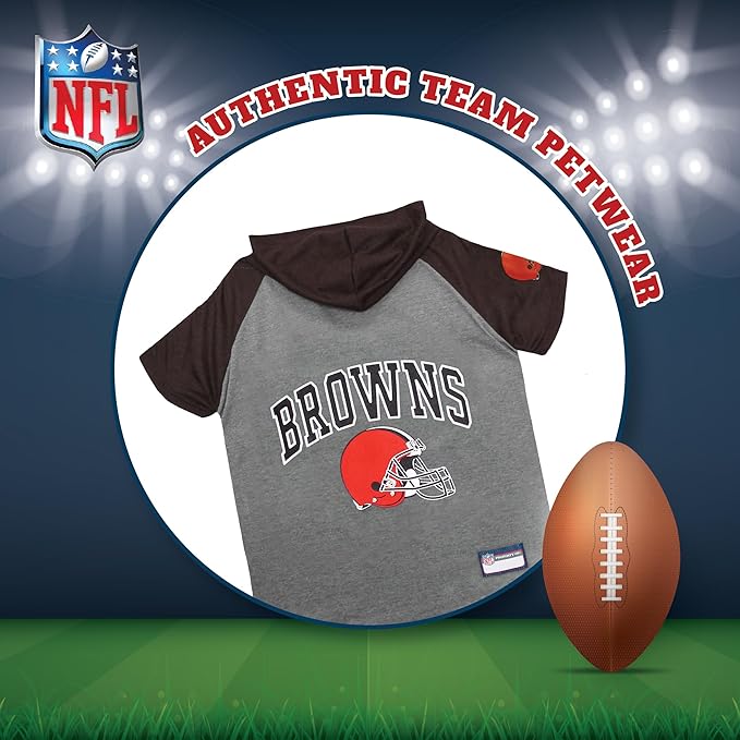 Pets First NFL Cleveland Browns Hoodie for Dogs & Cats. NFL Football Licensed Dog Hoody Tee Shirt, Medium. Sports Hoody T-Shirt for Pets. Licensed Sporty Dog Shirt