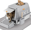 Stainless Steel Cat Litter Box with Scoop, Metal Litter Box High Sided, Cat Litter Box Enclosure, XL Extra Large High-Sided Litter Boxs (Anti-Urine Leakage, Include Scoop) (Grey)