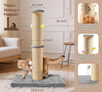 5-Inch Thick Sisal Cat Scratching Post, 36" Tall Cat Scratch Tower with Top Platform and Extra-Stable 20.8×15.9" Base, Durable Cat Scratcher for Indoor Cats, Gray