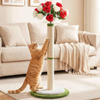 CWV 45" Tall Cat Scratching Post, Cute Rose Flower Cat Scratcher for Indoor Adult Cats & Kittens, Cat Tree Tower with Sturdy Base, Sisal Rope, Interactive Toys & Cat Gifts, Rascadores para Gatos