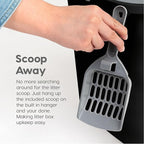 IRIS USA Cat Litter Box, Large Cat Box Enclosure, Top Entry with Litter Catching Lid, Enclosed with Scoop, Black/Gray