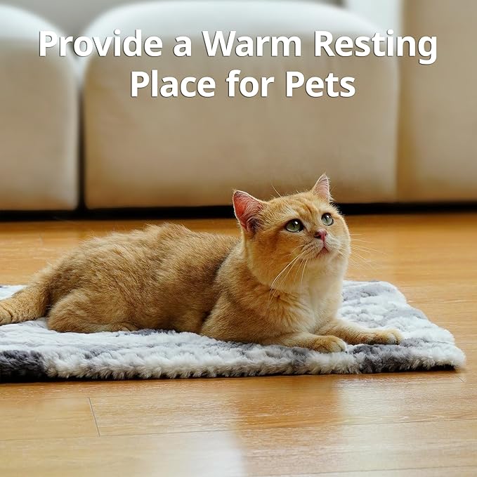 Self Warming Cat Bed, 30" x 20" Ultra Soft Cat Dog Pet Heating Pad for Indoor Outdoor, Non-Slip Heated Dog Mat Thermal Blanket