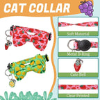 6 Pack Breakaway Cat Collars with Bow Tie and Bells Fruit Pendants Adjustable Safety Kitten Collar Fruit Cat Collar with Bell Ideal for Girl Boy Cats