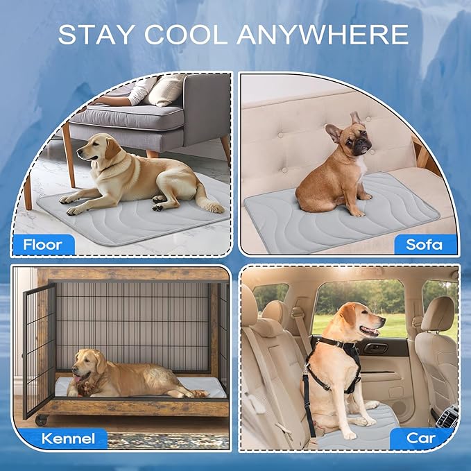 Cozyide Dog Cooling Mat, Extra Large Cooling Mat for Dogs, Reversible Pad for Pet, 40" L x 28" W,Light Grey