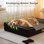 Jumbo Dog Bed for Extra Large Dogs, Orthopedic Dog Bed with Cooling Gel Memory Foam, Waterproof Pet Bed with Removable Washable Cover, 45" Pet Sofa Couch Dutch Velvet with Bone Toy, Black