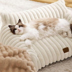 Bedsure ComfyFleece™ Cute Cat Couch for Pets - As Seen on TV on Good Day New York, Small Medium Dog Bed, Supportive Couch Bed for Small Dogs, 30 Inch, Cream
