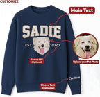 Custom Pet Embroidered Sweatshirt - Personalized Dog/Cat Face & Name - Gift for Mom, Dog Mom, Birthday, Christmas