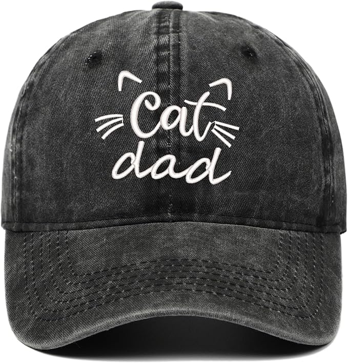 CORIRESHA Cat Mom Baseball Cap Washed Denim Cotton Adjustable Unisex Hat