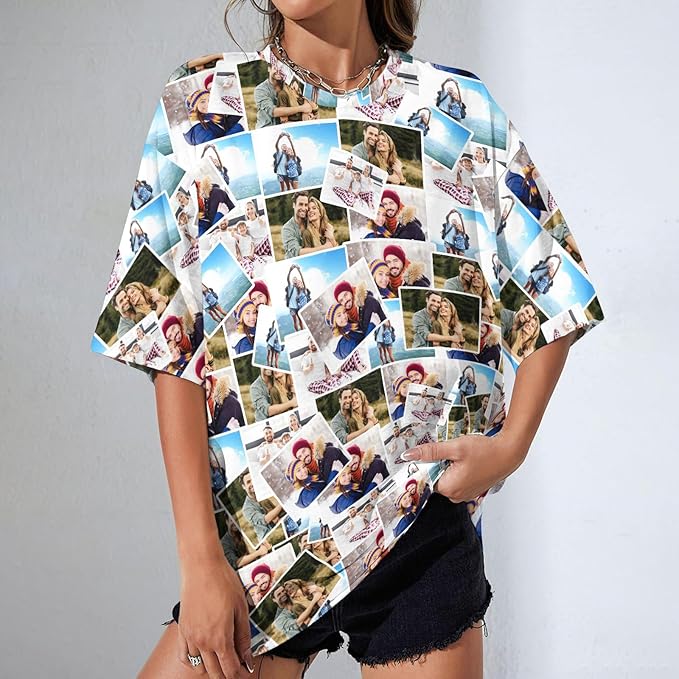 M YESCUSTOM Custom Funny Tshirts for Men Women Personalized Face Tshirt with Picture Customized Tee Gift for Dad Mom Husband