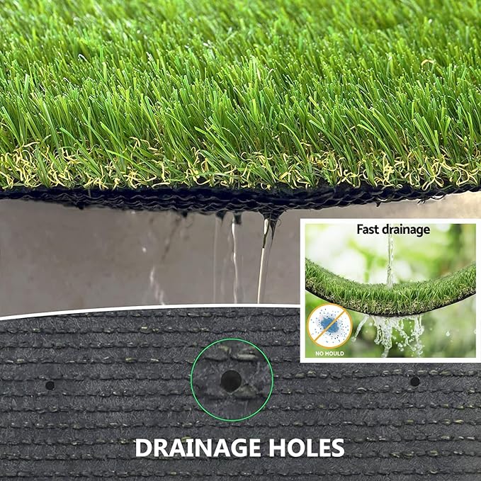Artificial Grass Rug Outdoor Indoor 9FTX81FT Fake Grass Carpet Green Synthetic Grass Pet Turf Realistic Faux Grass Rug with Drain Holes for Garden Lawn Landscape Balcony Home Decor Patio
