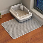 HCY&WLD Cat Litter Mat, 45x26/35x24/30x22/24x18 Inch Double Layer Cat Litter Box Mat, EVA Non-Slip, Waterproof Urine Proof Cat Litter Catcher Mat, Easy Clean Scatter Control (24x18 Inch, Gray)
