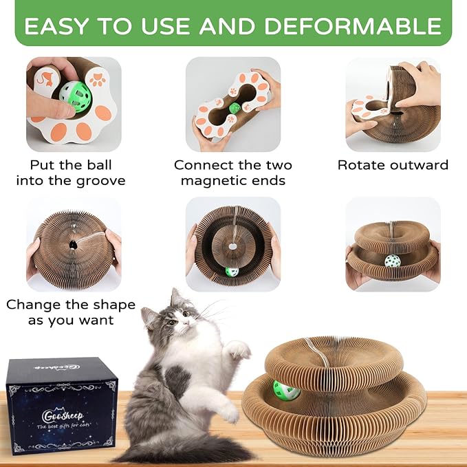 2Pack Magic Organ Cat Scratching Board Cat Accordion Toy Cats Scratching Post Ball Track, Kitten Fun Intelligence Physical Exercise Educational Toy