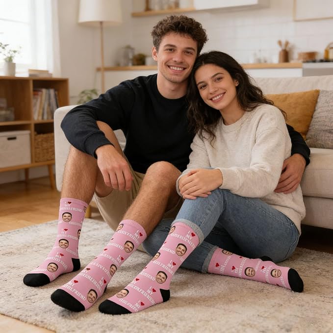 Artsadd Custom Face Socks for Women Men Cat Dog Lovers, Customized Unisex Funny Crew Sock Gifts
