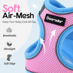 Dooradar Cat Harness and Leash Set, Escape Proof Lightweight Kitten Harness, Soft Breathable Reflective Vest for Outdoor Walking Traveling, Adjustable for Small Cats, Pink & Blue, S