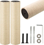 2 Root Cat Scratching Post Replacement 15.75x3.54 Cat Tree Scratch Post Replacement Natural Sisal Pole Cat Scratch Post Refill Pole Part with M8 Screws for Kitten Tree Tower Cat Furniture Accessories