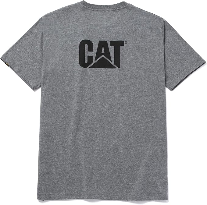 CAT Men's Trademark T-Shirts with Shape-Retention Rib Trim Spandex, Tagless Neck, and Cat Logo on Left Chest