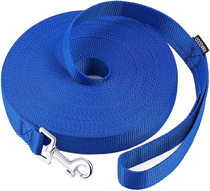AmaGood Dog/Puppy Obedience Recall Training Agility Lead-15 ft 20 ft 30 ft 50 ft Long Leash-for Dog Training,Tie Out,Play,Safety,Camping (20 feet, Blue)