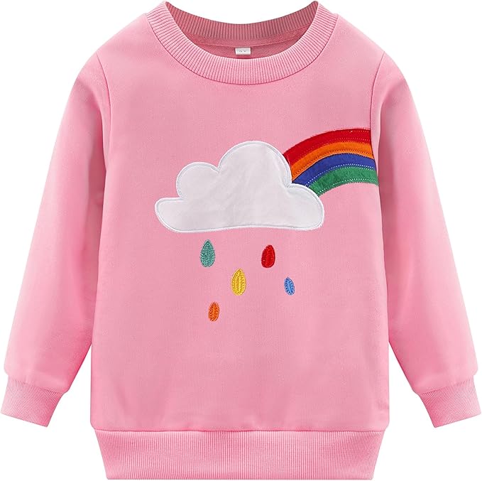 RETSUGO Toddler Baby Girls Sweatshirts Casual Pullover Crewneck Winter Long Sleeve Tops Shirts Clothes 3T-8T