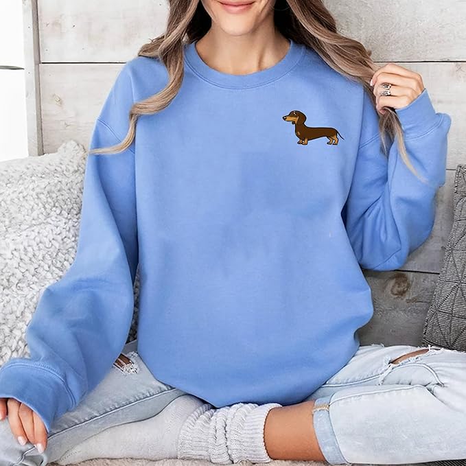Customized Dachshund Crewneck, Custom Dog Pullover, Personalized Sausage Dog Sweatshirt, Unique Cream Pup Apparel, for Pet Lovers