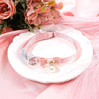 Cat Collar Breakaway, Adjustable Pink Cat Collar with Pearl Pendant, Cute Cat Collars with Safety Buckle Pink Bowtie Kitten Collars for Girl Cats