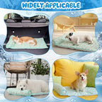 4 Pack Cooling Dog Mats with Supportive Pillow 23.6" x 31.5" Self Cooling Dog Pads Ice Silk Washable Pet Cool Mat Summer Cat Sleeping Pad with Storage Bag for Crate Bed Floor (Large, Green)