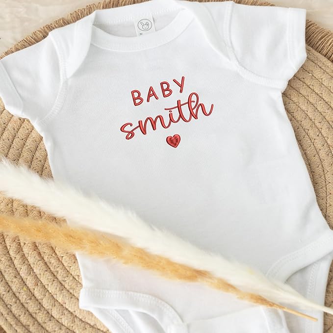 COUPLEHOODIES Personalized Baby Onesie Bodysuit – Custom Embroidery Gift for Pregnancy Reveal Baby Shower or First Grandchild