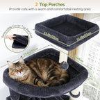 Globlazer Heavy Duty Cat Tree, 83 Inch Giant Cat Tower with 7 Scratching Posts, Multi-Level Large Cat Condo for Indoor Cats Large Adult, 2 Perchs, 3 Sturdy Hanging Baskets, Cat Toys, F83C, Dark Grey