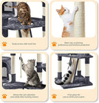 Yaheetech 79in Multi-Level Cat Trees Indoor Cat Tower with Sisal-Covered Scratching Posts, Plush Perches and Condo for Kittens, Cats and Pets - Dark Gray and White