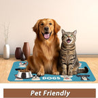 Cute Dog Cat Food Mat,Absorbent Pet Feeding Mat with Rubber Backing,Non-Slip Water Bowl Placemat,Indoor Pet Accessories Supplies 16"x24"
