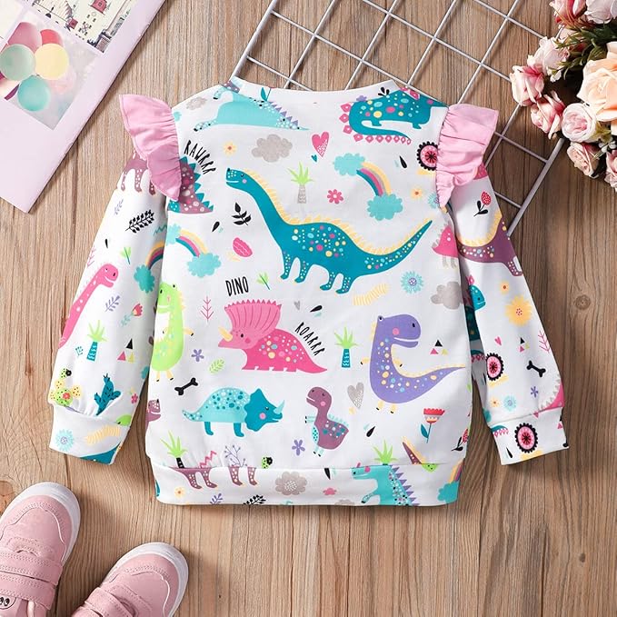 RETSUGO Toddler Baby Girls Sweatshirts Casual Pullover Crewneck Winter Long Sleeve Tops Shirts Clothes 3T-8T