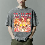 H-DEWALL Custom T Shirts Mineral Wash Tshirt Bootleg Rap Tee Customized Gifts for Boyfriend Birthday Shirts Tops for Women