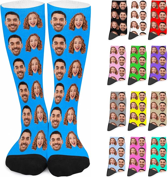 Artsadd Custom Face Socks for Dad Fathers Day Gift Novelty Personalized Photo Pet Socks Customized Crew Sock -Made In USA