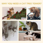 PawHut Floor-to-Ceiling Cat Tree Cat Climbing Tower with Sisal-Covered Scratching Posts Natural Cat Tree Activity Center for Kittens Cat Tower Furniture, Light Brown
