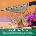 Hamster Metal Litter Scoop for Sandbath Box,Stainless Steel Litter Scooper includes Portable Small Broom and Dustpan, Fine Cat Litter Scoop Easy to Clean Small Pets or Reptile Terrarium Sand Waste