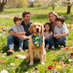 Spring Floral Dog Bandana for Large X-Large Dogs, Reversible 2 Patterns in 1 - Wildflower & Plaid Scarf, Summer Decorative Pet Bib for Girl Pups (18-23" Neck)
