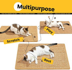 Cat Scratcher Mat,Sisal Cat Scratch Pad with Hook&Loop Tape,Wall Floor Kitten Scratching Pads Rug for Indoor,Furniture Protector for Couch&Carpets&Sofas,Kitty Bithday Gifts,Large,Brown,2 Pack