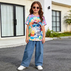 Funnycokid Girls Shirts Cat T Shirt Size 5-12 Clothes for Kids