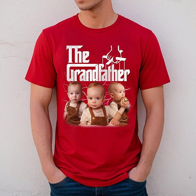 Custom Dad Shirt Personalized Picture T-Shirt for Men for New Dad Daddy Gift for Grandpa