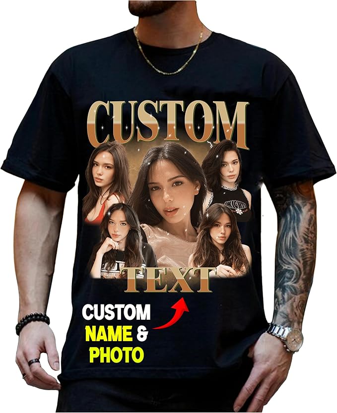 NAZENTI Custom Valentine Shirt Gifts for Boyfriend, Customized Bootleg Rap Tee