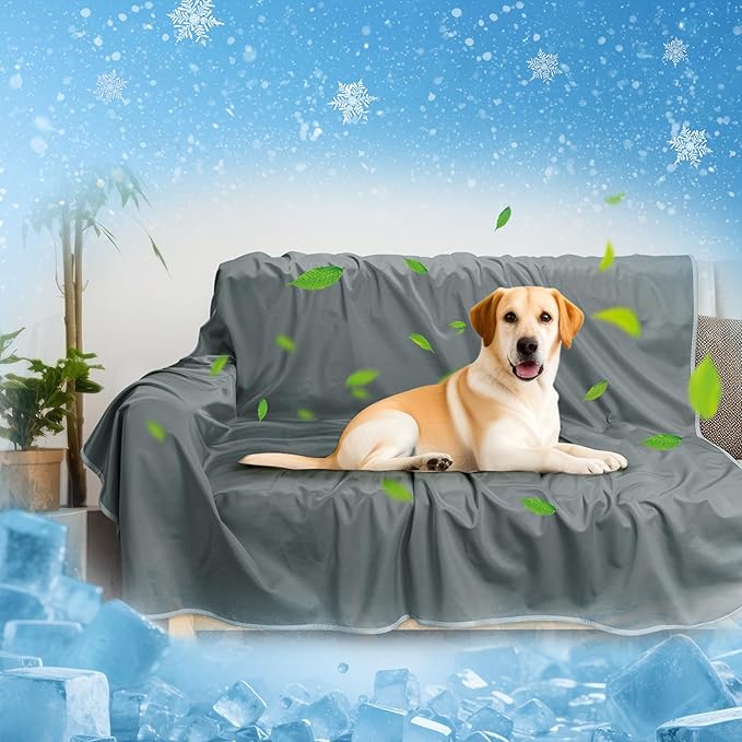 Kritter Planet Waterproof Cooling Dog Mat, Soft Pet Blanket for Summer, Lightweight Outdoor Mat, Reversible Furniture Cover, 50 x 60 inch, Grey